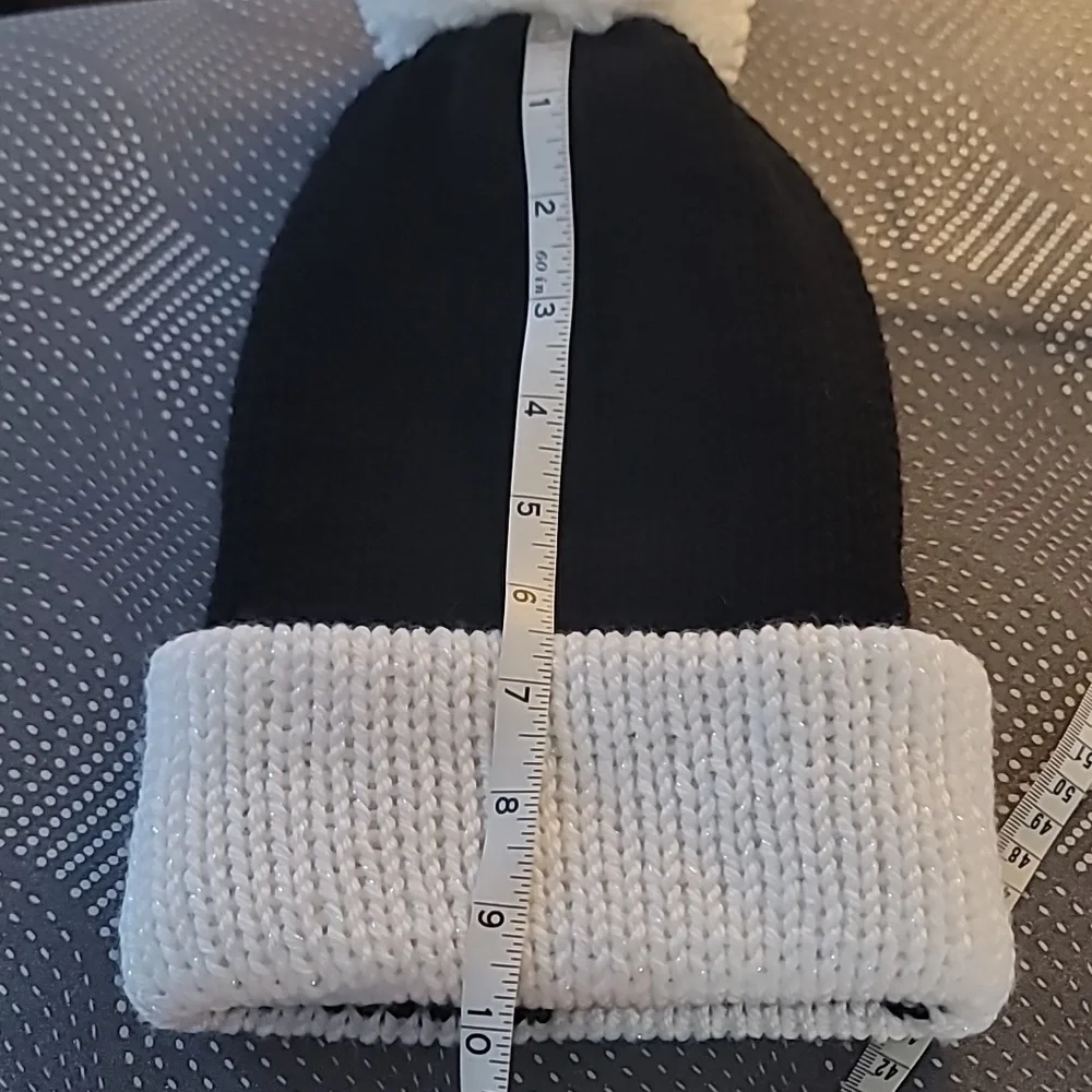 Handmade Woman's Black & White Beanie with pom pom.